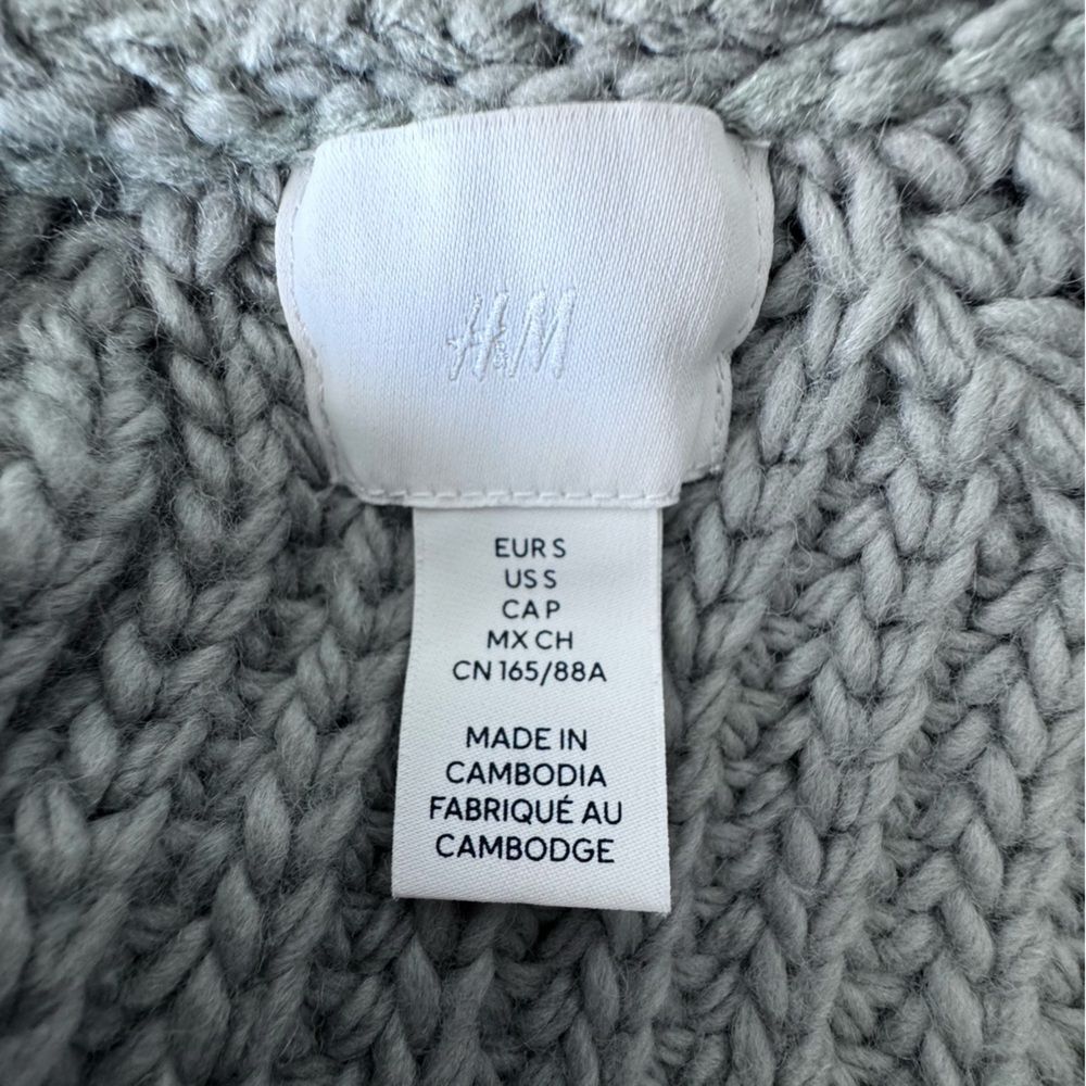 H&M Pullover Sweater Chunky Cropped Sage Green SZ S - Picture 10 of 12